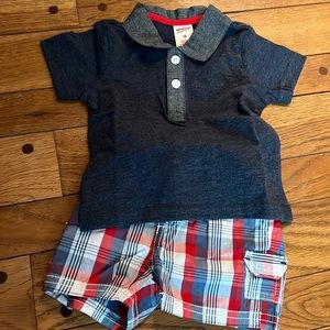 Baby Boy Arizona Jeans Co Outfit, Cargo Shorts & Polo, Size 3M, NWT!